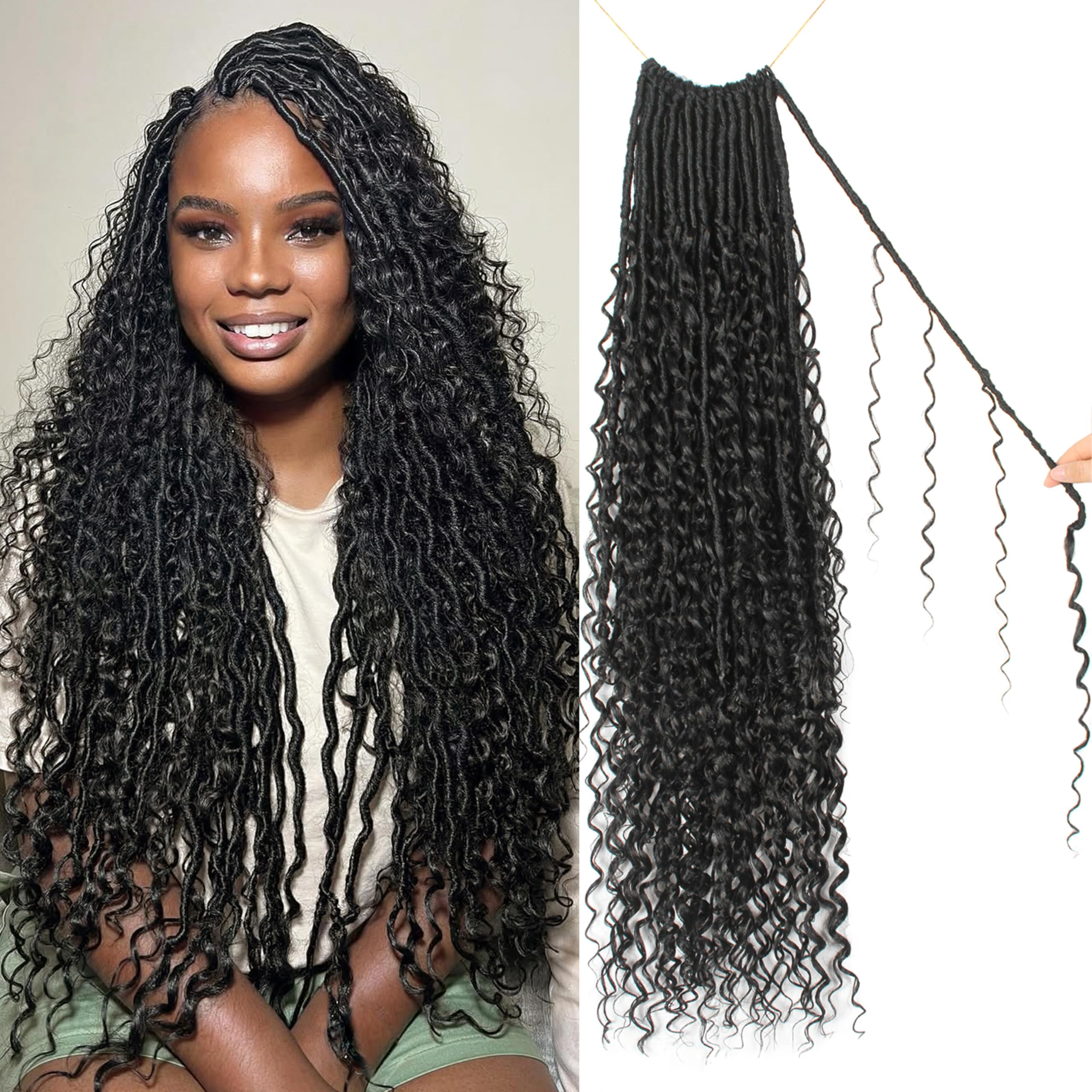 VustBeauty Goddess Locs 30inch front view showing voluminous boho texture for everyday wear