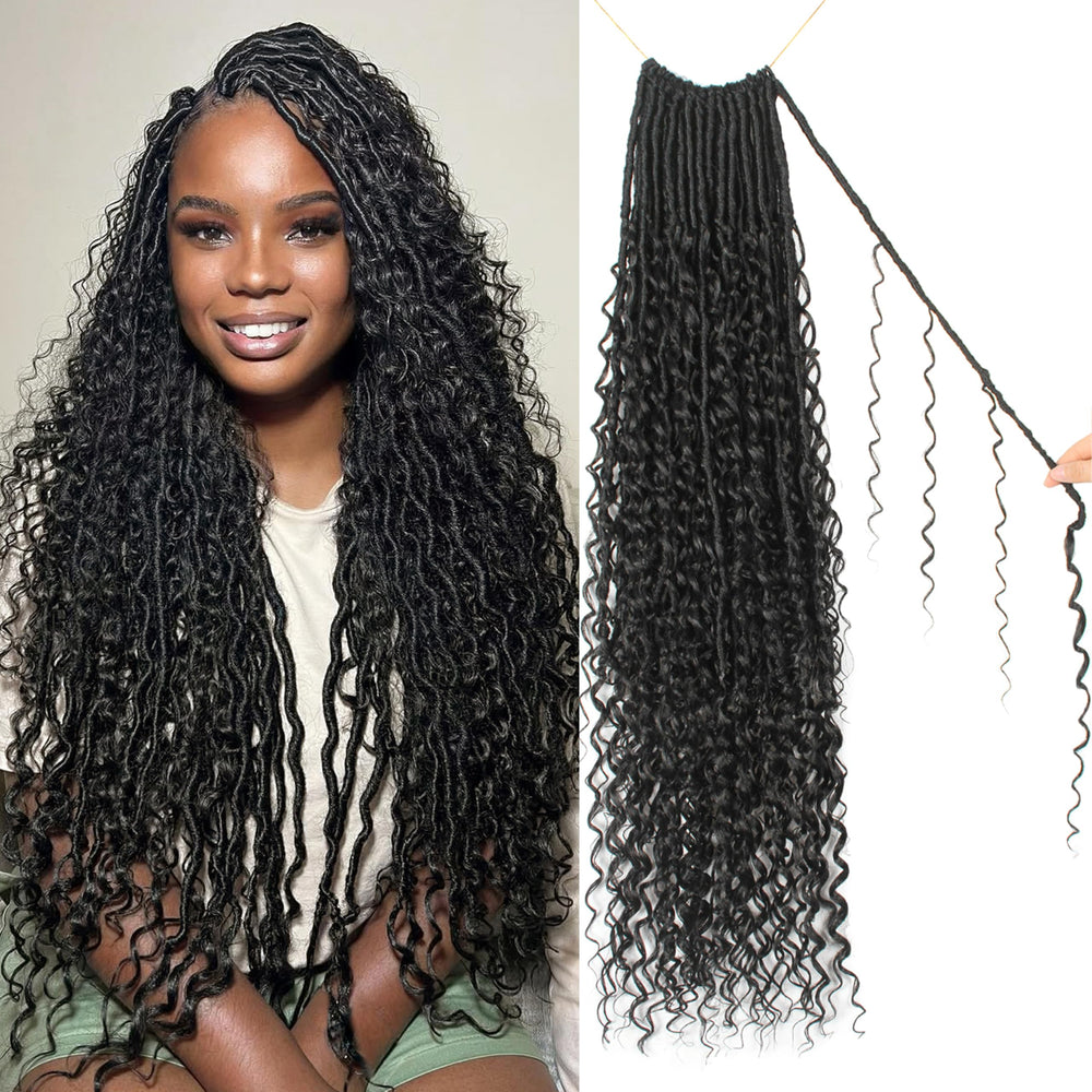 VustBeauty Goddess Locs 30inch front view showing voluminous boho texture for everyday wear
