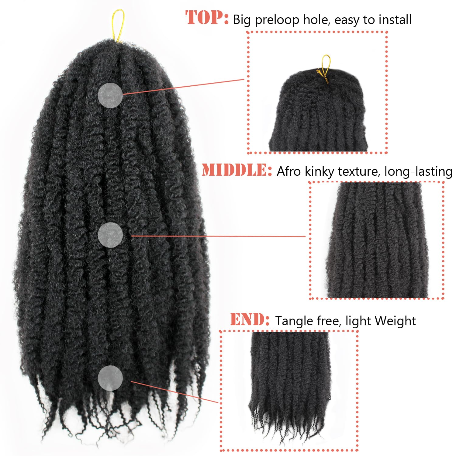 Vustbeauty Marley twist hair 24in packaging 8packs emphasizes durable weight and bulk value.