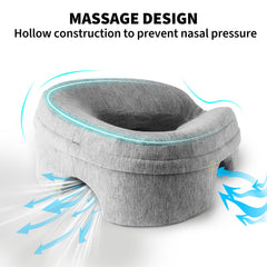 VVB stomach sleeping pillow offers open-nose design for easy breathing.
