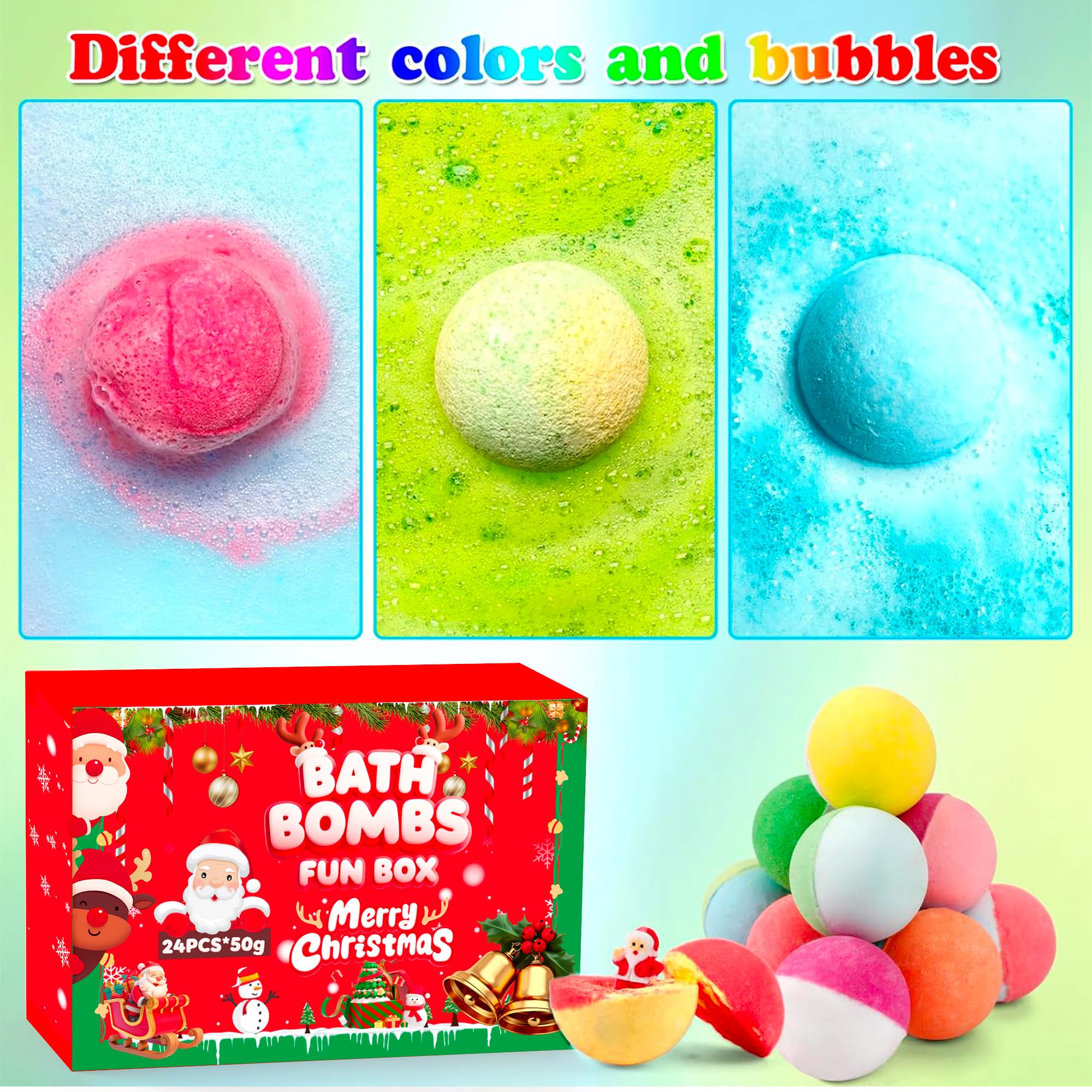 VVBAODL Christmas bath bombs advent calendar gift set offers a complete holiday bath experience.