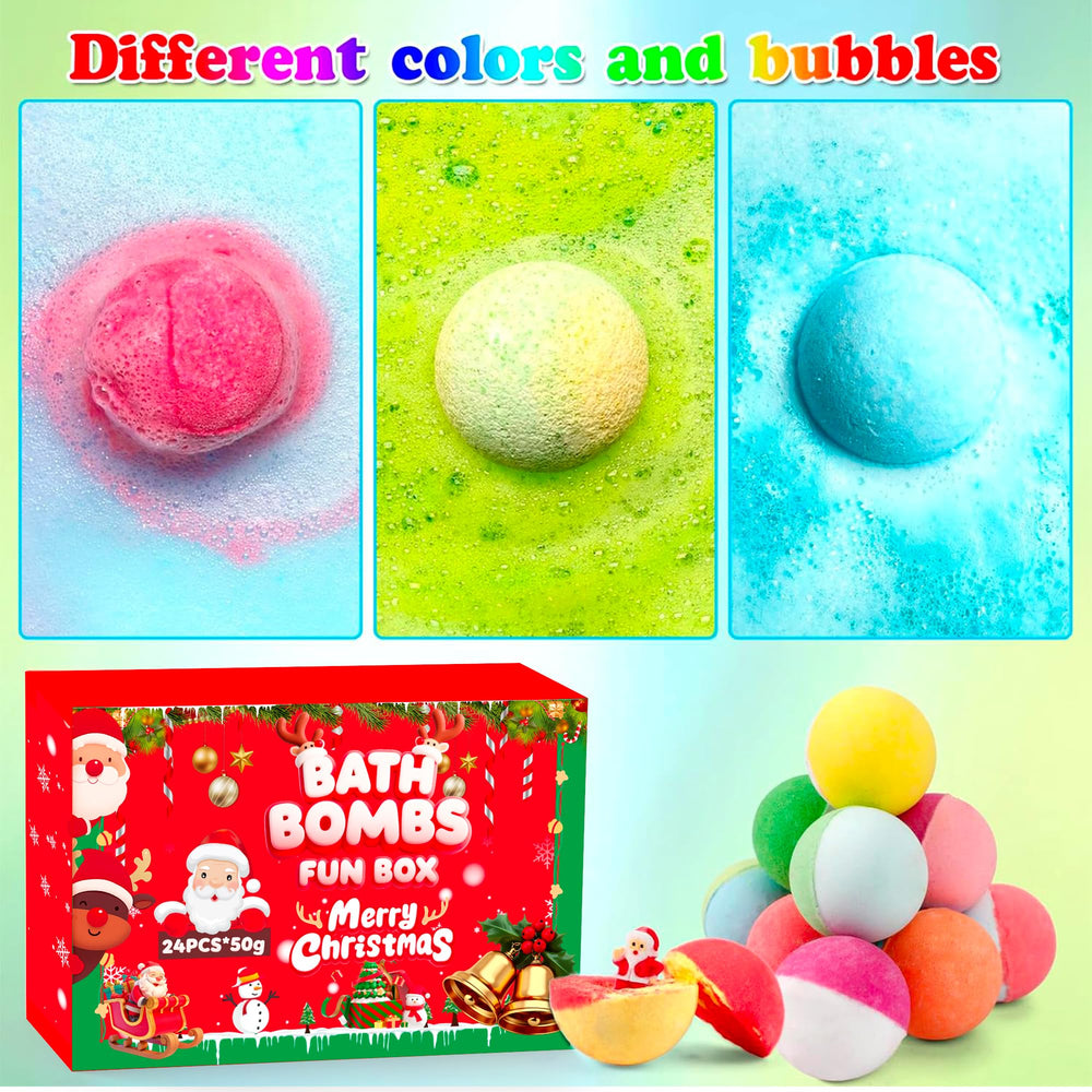 VVBAODL Christmas bath bombs advent calendar gift set offers a complete holiday bath experience.