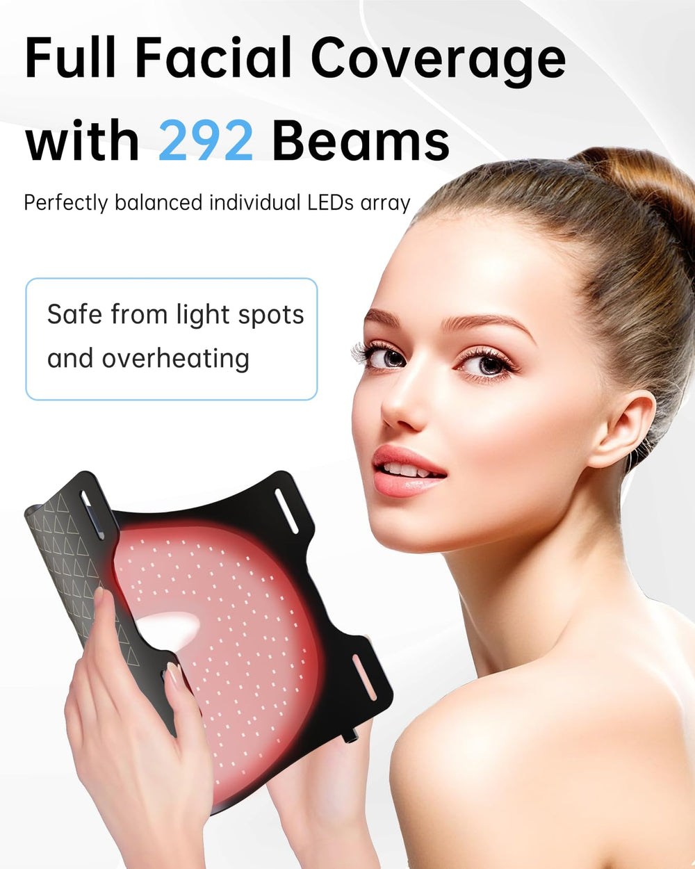 V VYM By Clinmate red light mask control panel with LCD presets for easy sessions.