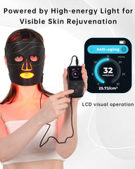 V VYM By Clinmate red light mask side view highlighting slim ultrathin profile for travel.