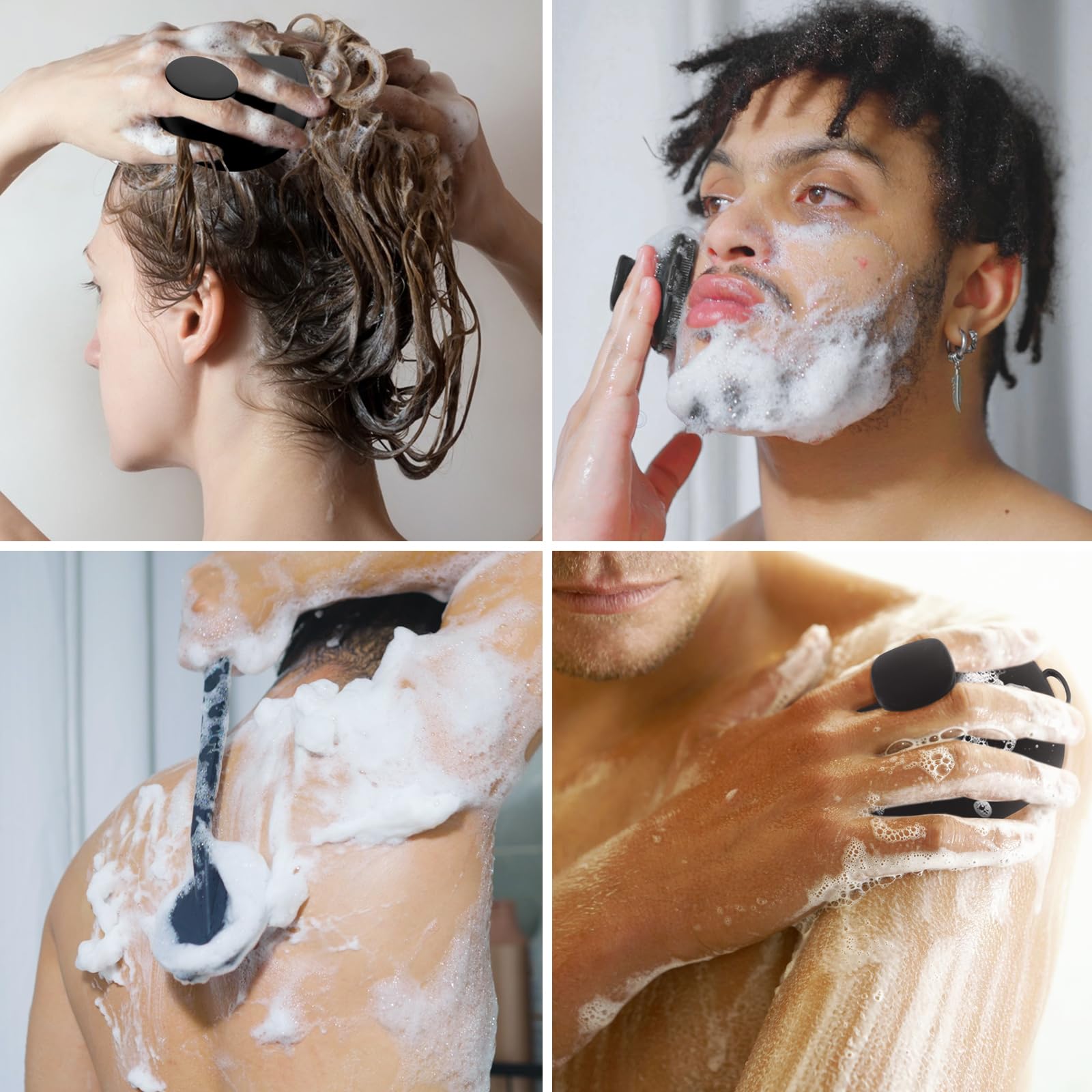 VWMYQ silicone body scrubber with flexible bristles for exfoliation and smooth skin