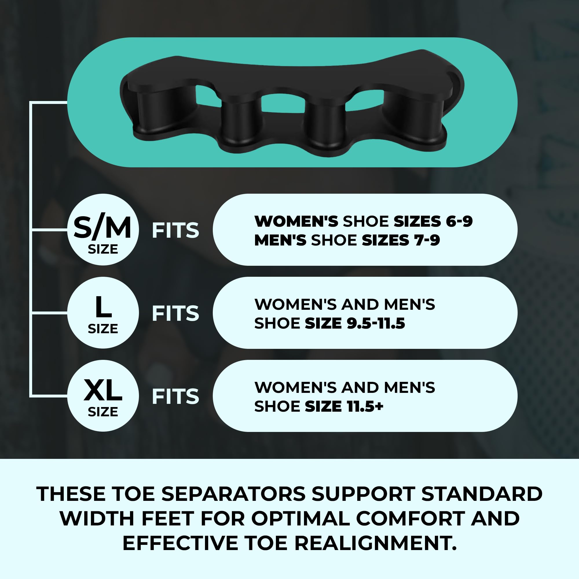 VYCE PrimalStep toe separators inside a shoe supporting toe alignment during activity