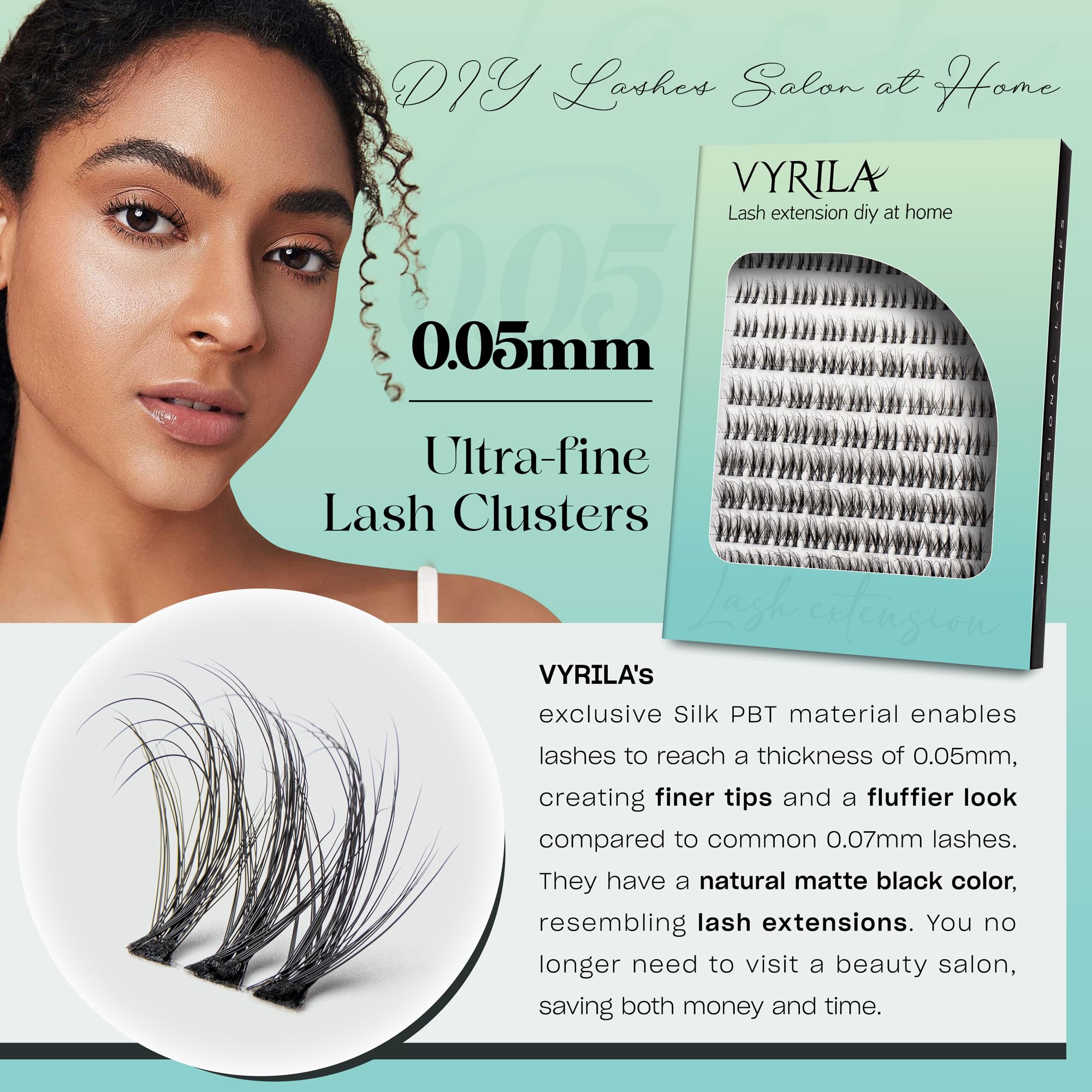 VYRILA lash clusters application steps guide for easy at-home use