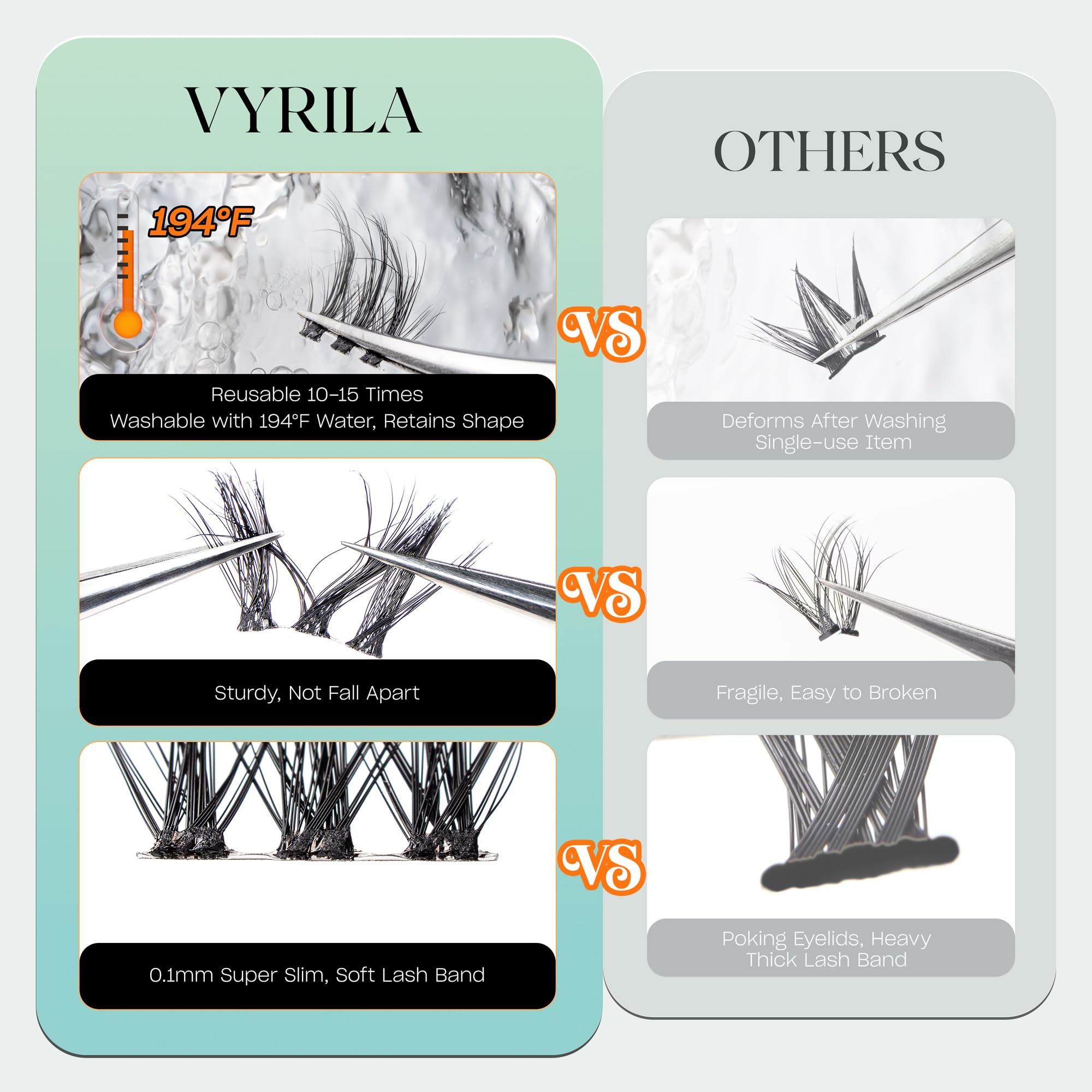 VYRILA Lash Clusters C curl close-up, comfortable band