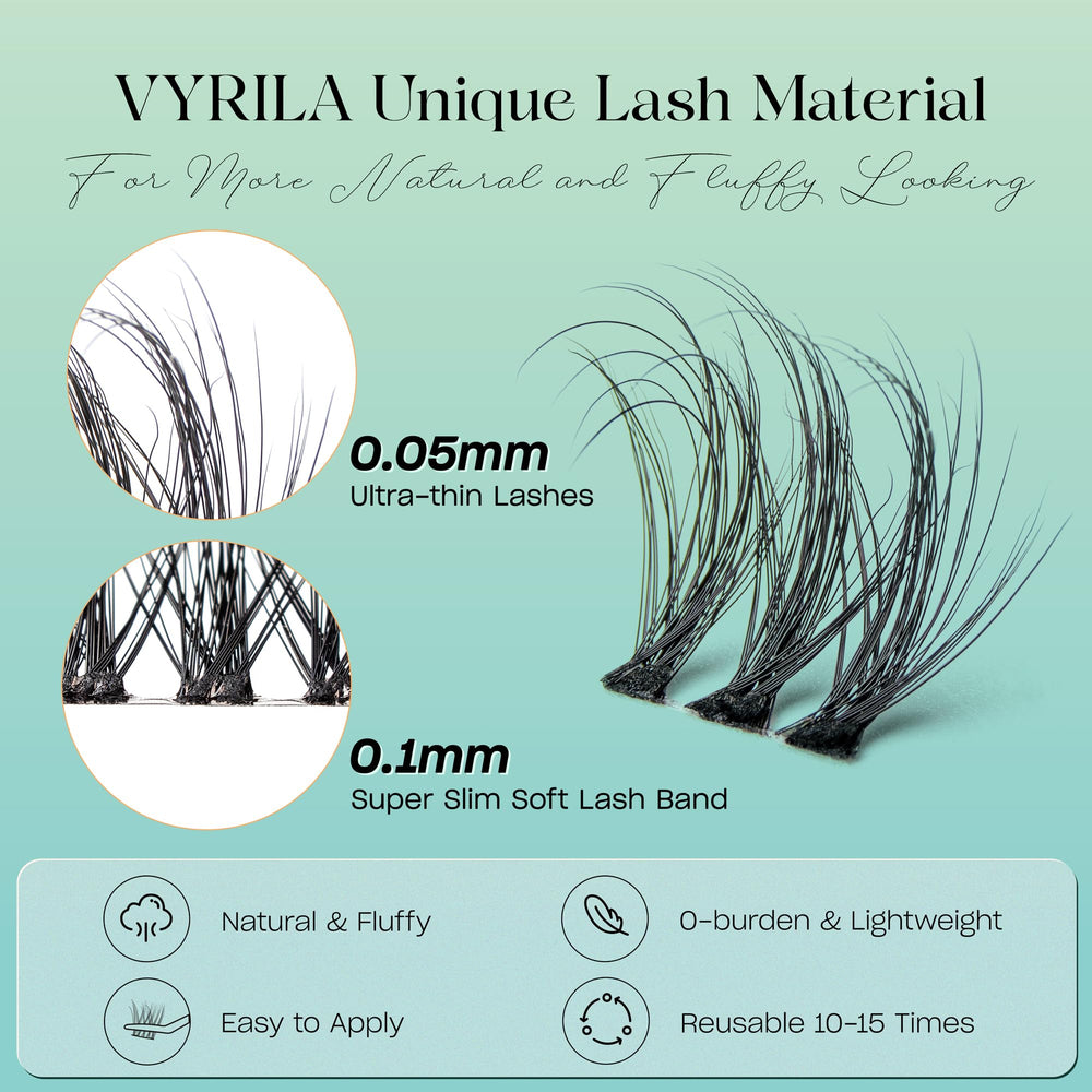 VYRILA Lash Clusters 8-16mm mixed lengths enable versatile styles