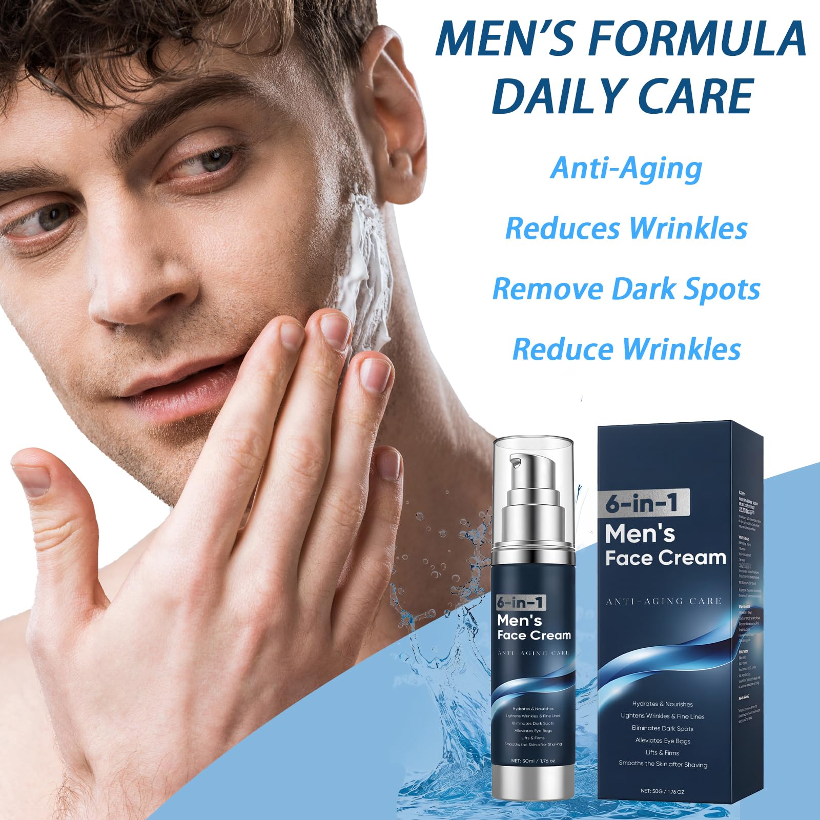 WAESKI 6-in-1 Face Cream for Men jar closeup—creamy texture ideal for moisturization.