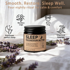 WAESKI Magnesium Butter Lavender aromatherapy enhances a calming bedtime atmosphere.