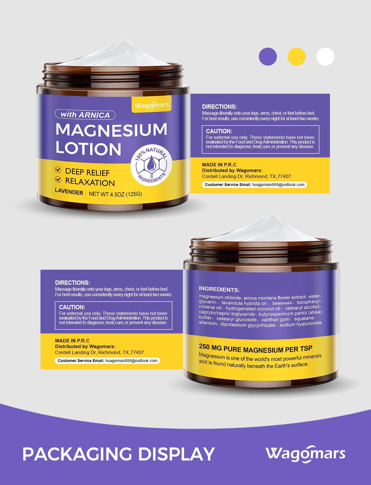 Wagomars magnesium lotion kid friendly formula for family use.