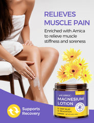 Wagomars magnesium lotion with shea butter nourishes dry skin.