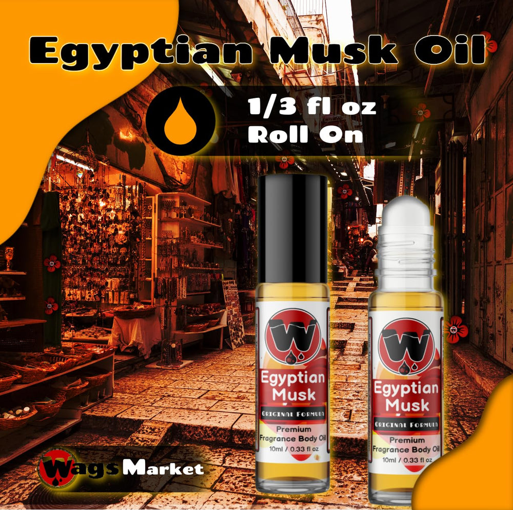 WagsMarket Egyptian Musk Oil bottle close-up with authentic, subtle musk notes.