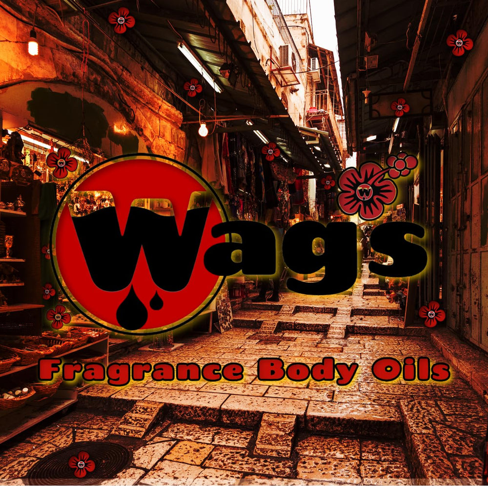 WagsMarket Egyptian Musk Oil packaging display communicates quality and portability.