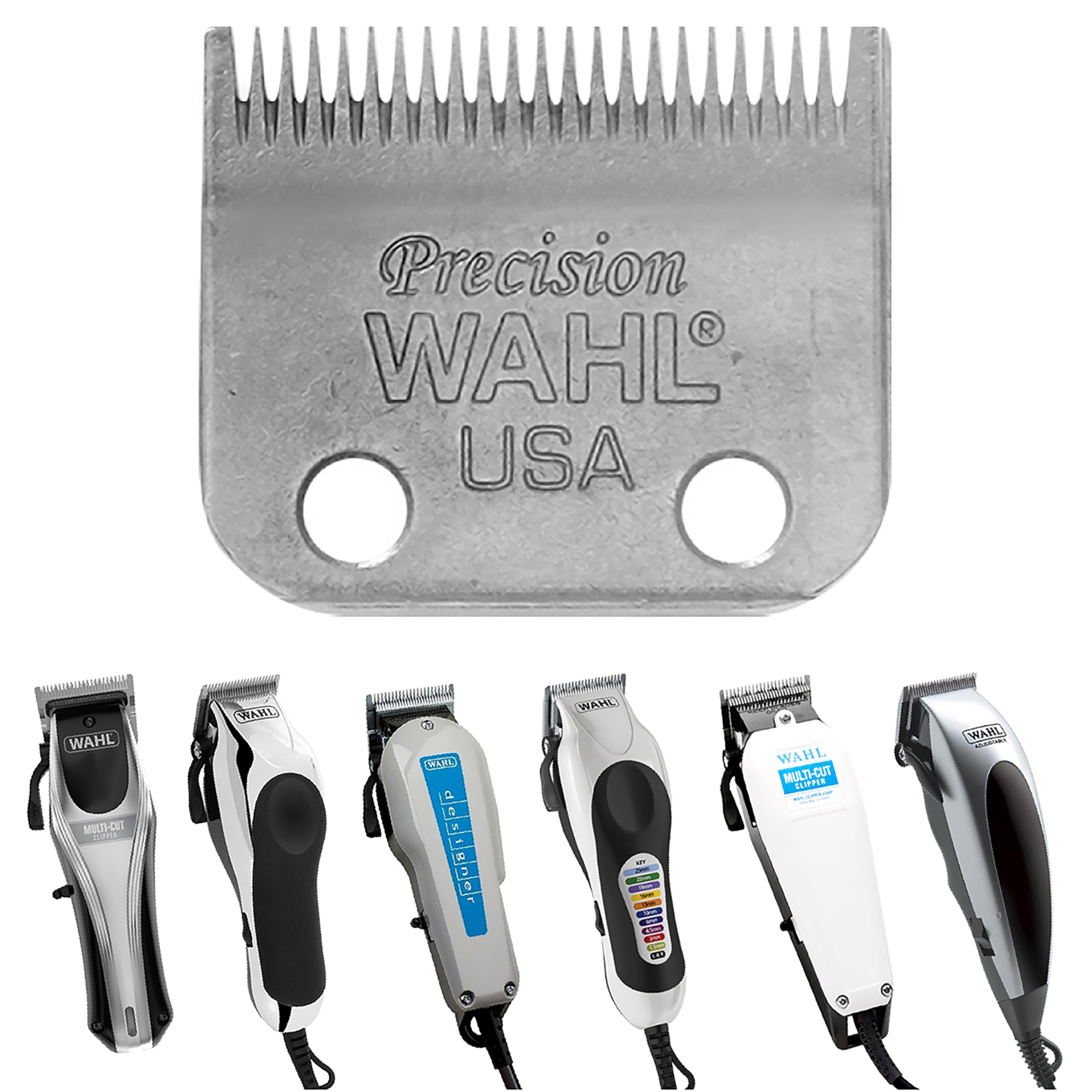 Wahl 1045 blade set compatibility close-up shows broad clippers support