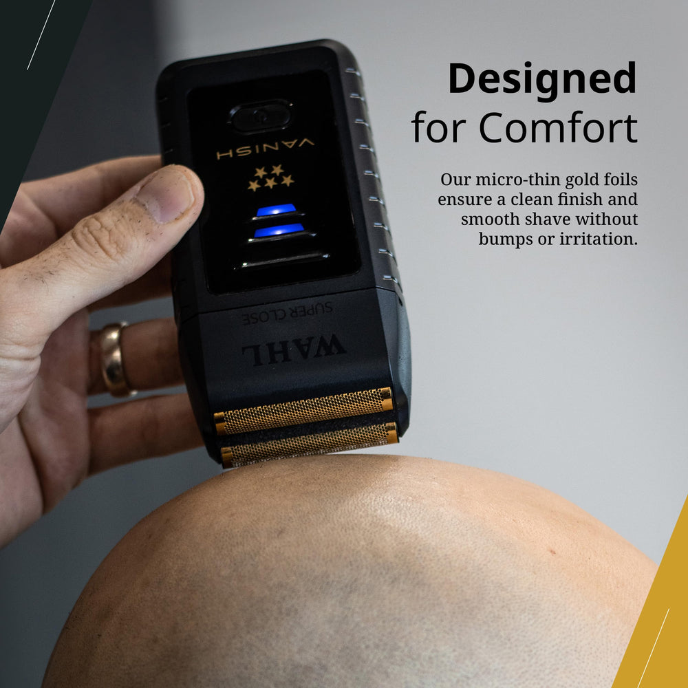 Wahl Professional 5 Star Vanish Shaver ergonomic design with finger grips enhances control.