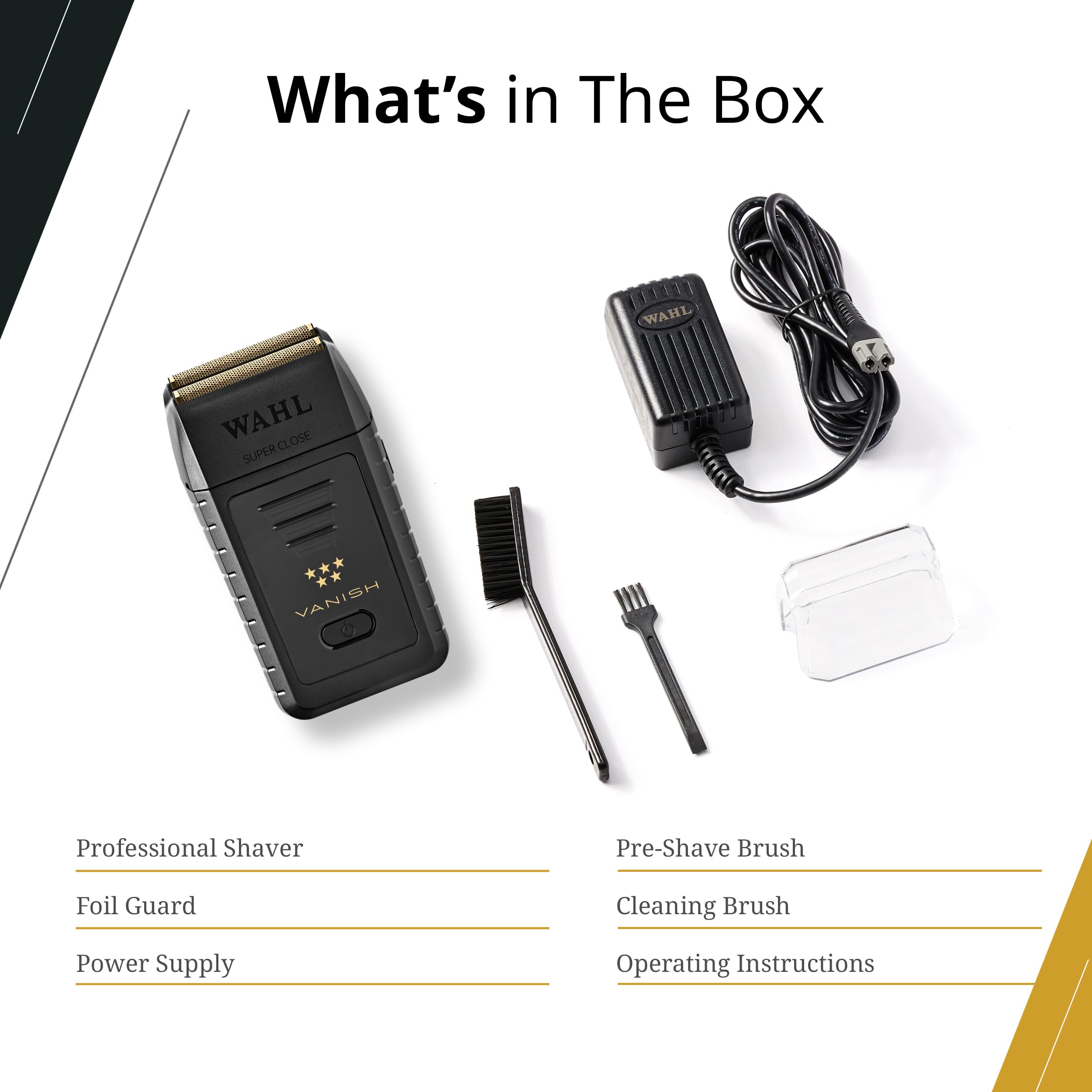 Wahl Professional 5 Star Vanish Shaver LED fuel gauge shows real-time charge status.