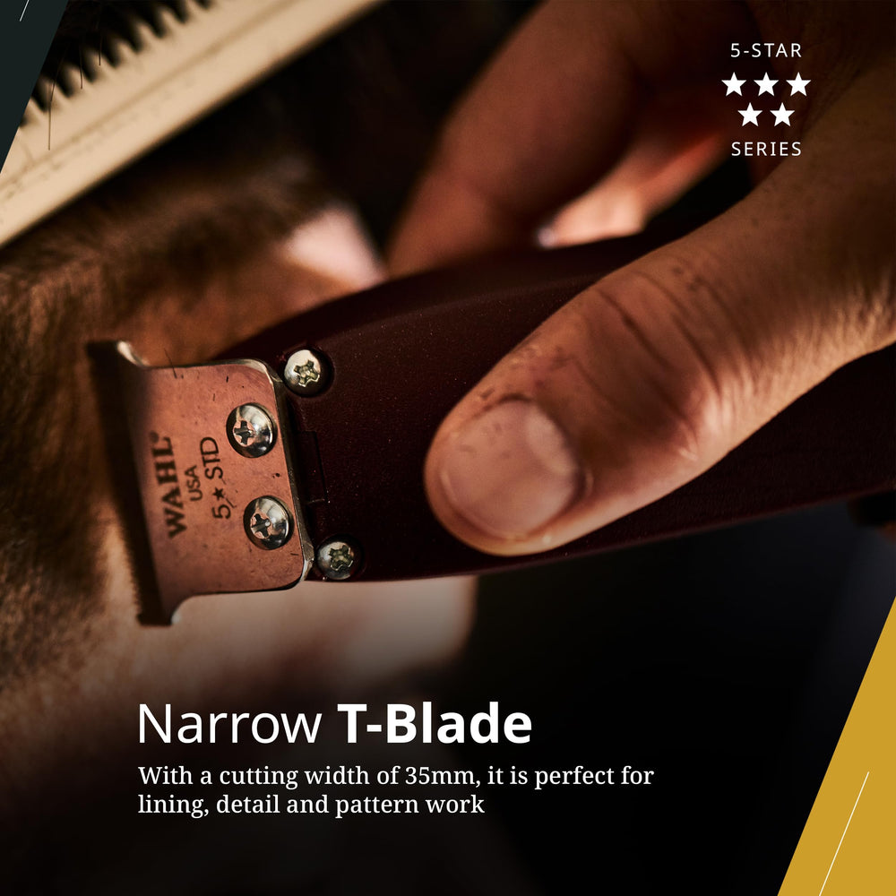 Wahl 5 Star Hero T-blade zero-overlap setup for close trims.