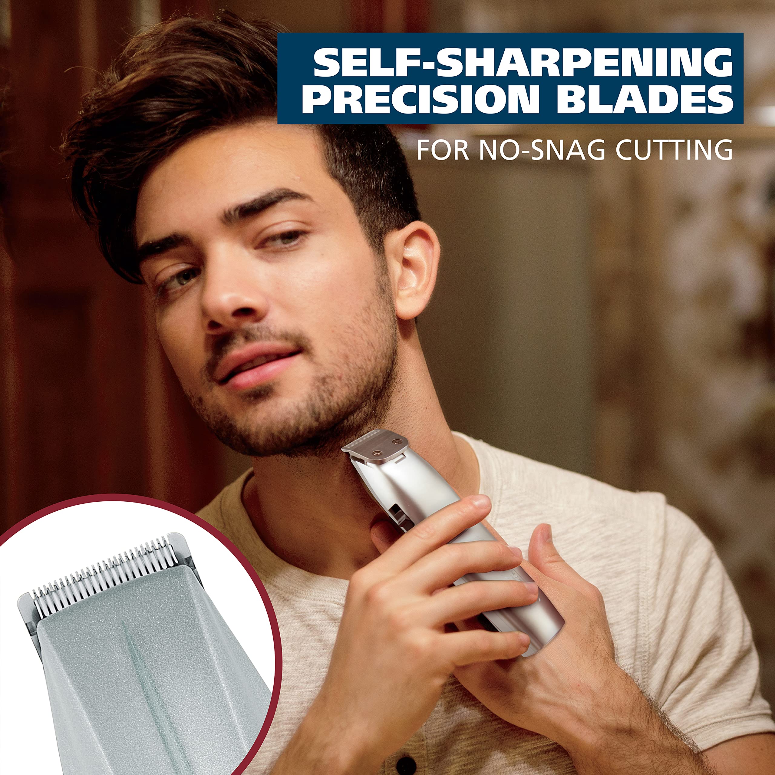 Wahl beard trimmer with 3 combs for versatile length options.