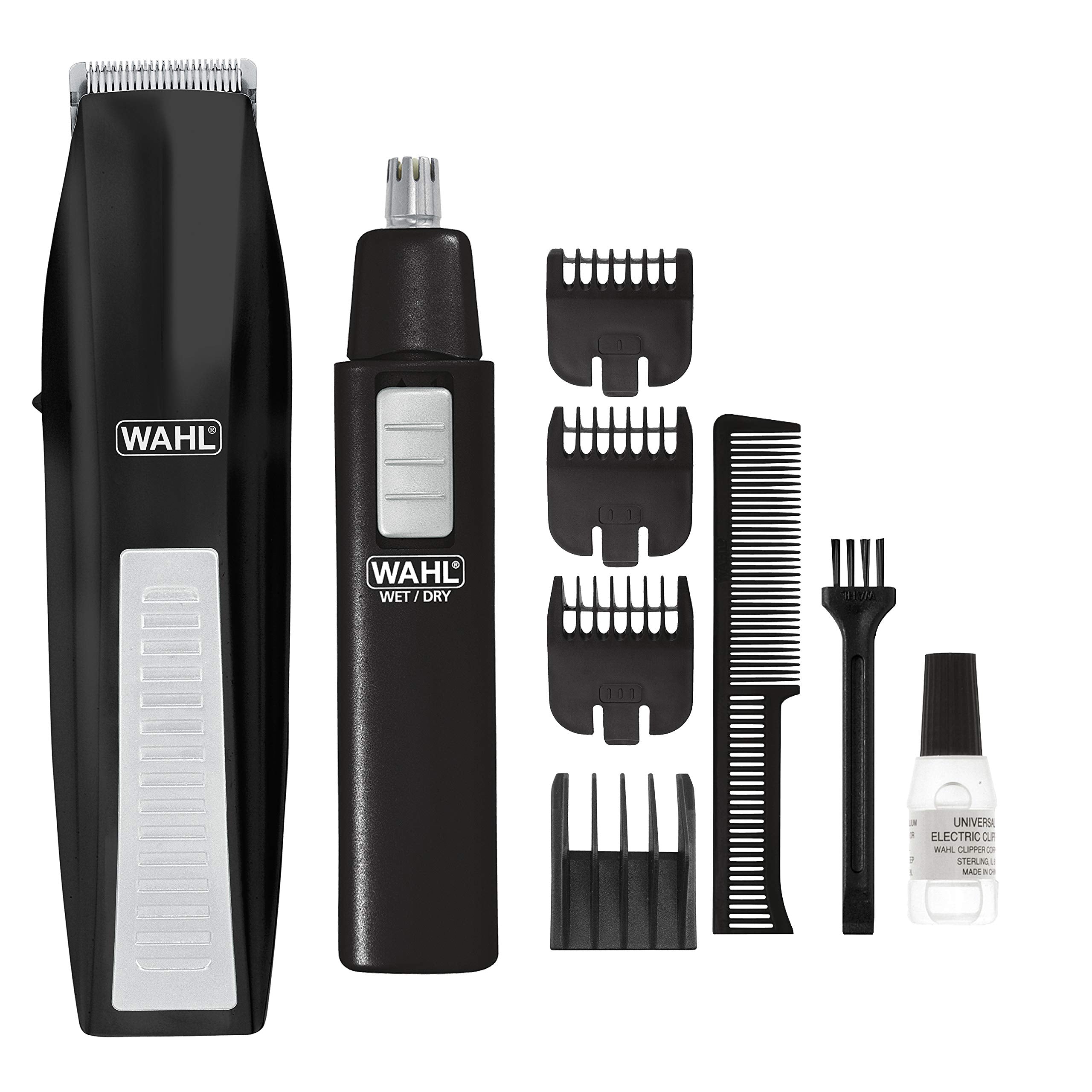 Wahl cordless beard trimmer packaging highlights an all-in-one kit for precise grooming.