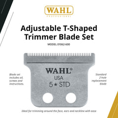 Wahl Detailer T-blade installation close-up with screws and oil.