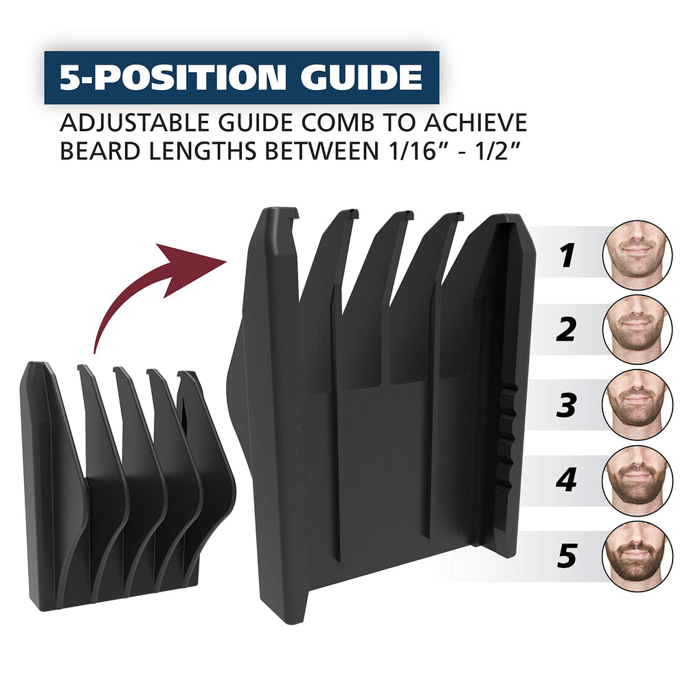 Wahl mustache comb included for precise mustache shaping.