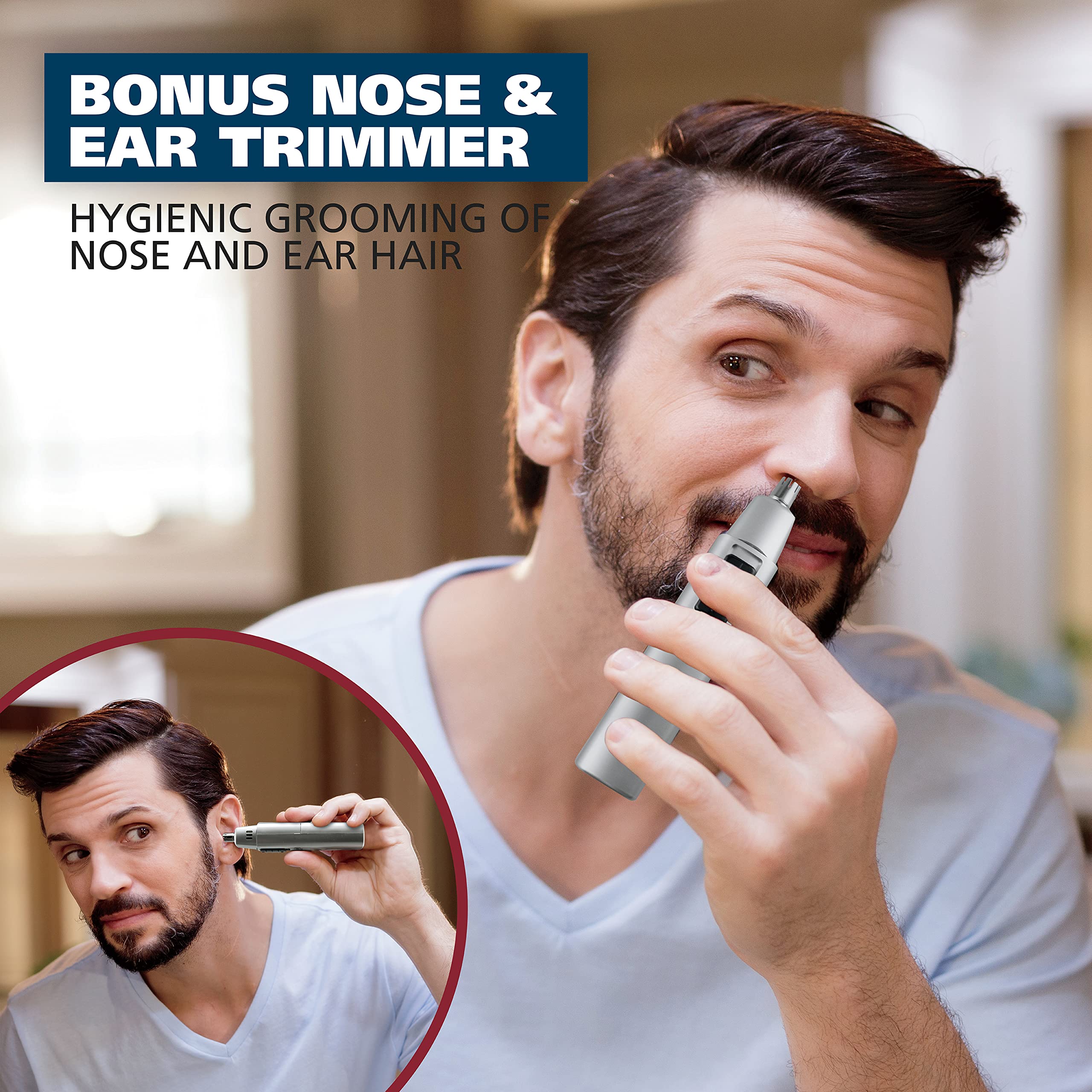 Wahl nose trimmer battery-operated for easy hair detail.