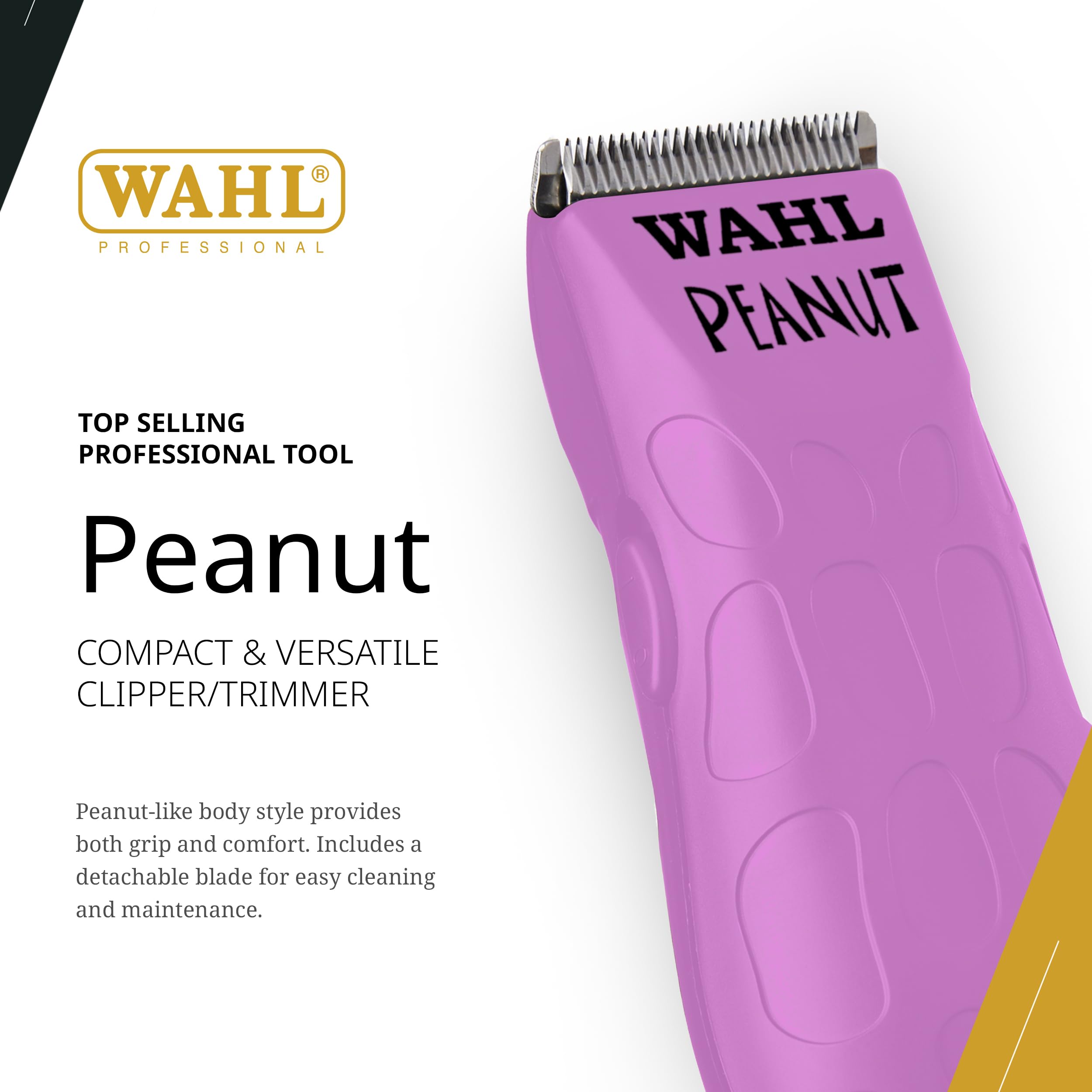 Wahl Peanut Clipper Orchid Black side view with ergonomic grip for comfortable grooming.