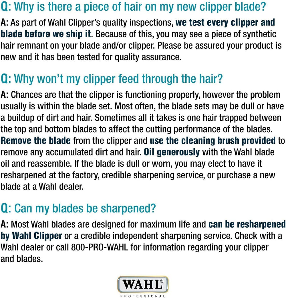 Wahl Pro Animal blade stays cool for extended grooming sessions.