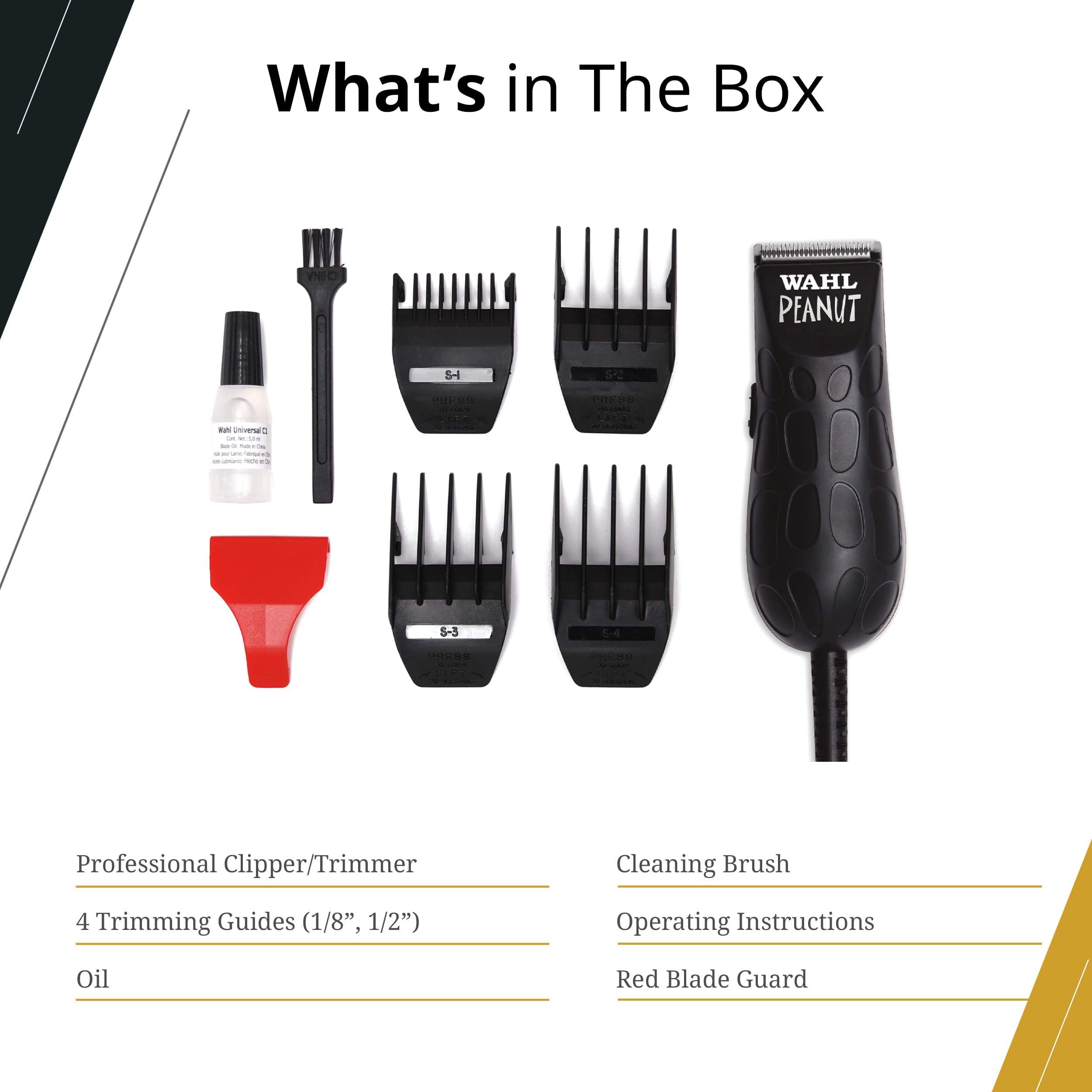 Wahl Professional Black Peanut Trimmer oil and cleaning brush included