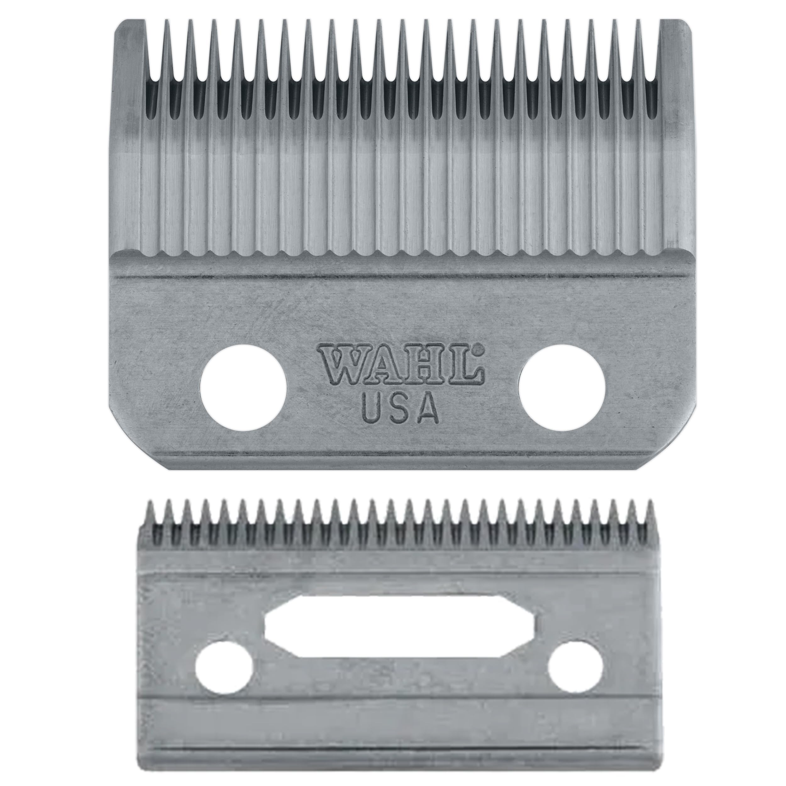 Wahl Professional 2-Hole Standard Blade closeup showcasing precise cuts for barbers.