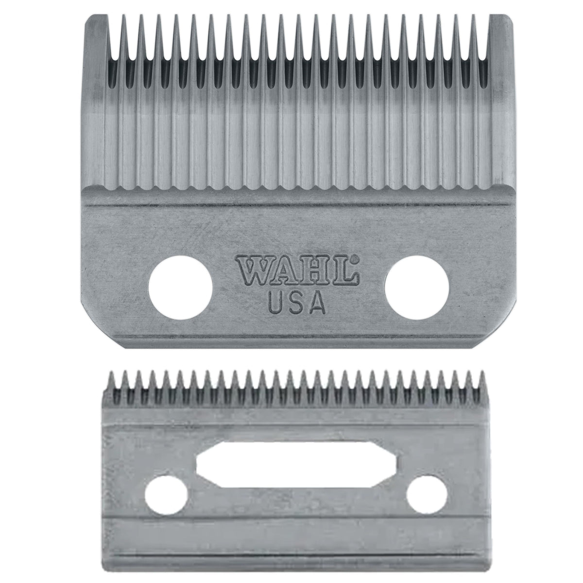Wahl Professional 2-Hole Standard Blade closeup showcasing precise cuts for barbers.