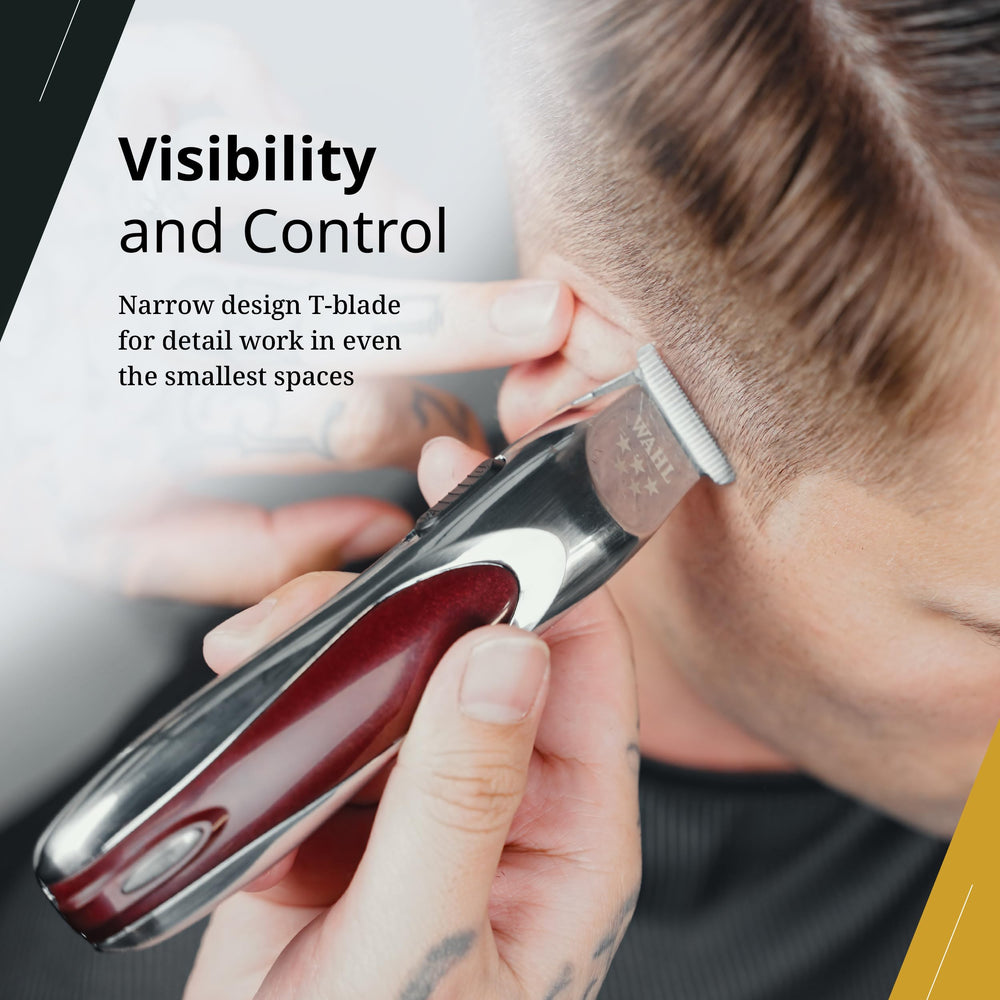 Wahl Professional 5-Star Align Trimmer ergonomic handle for comfortable extended sessions.