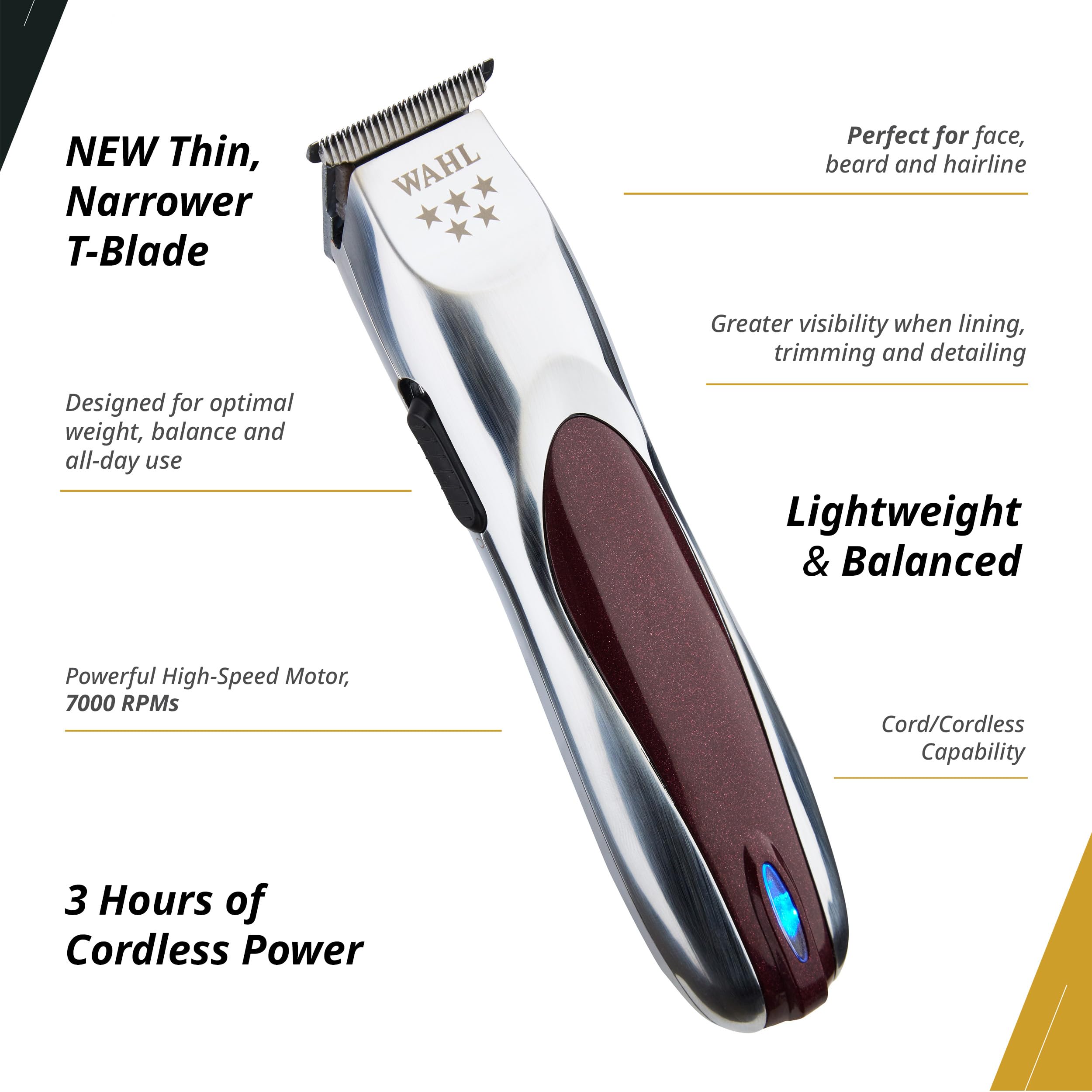 Wahl Professional 5-Star Align Trimmer fast charging feature in under 50 minutes.