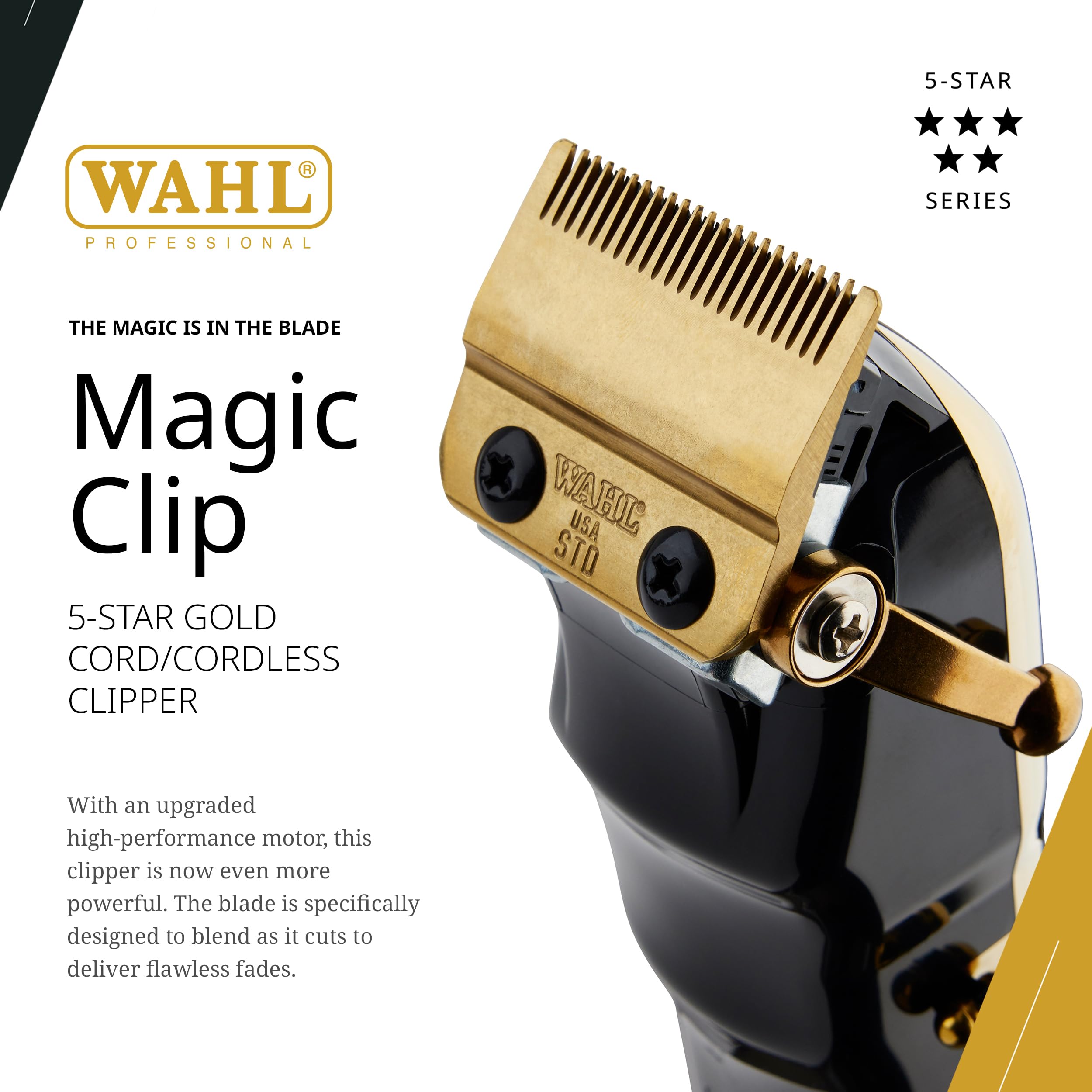 Wahl Professional 5 Star Magic Clip Gold side profile with ergonomic grip