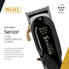 Wahl Professional Senior clipper side profile shows ergonomic grip and control
