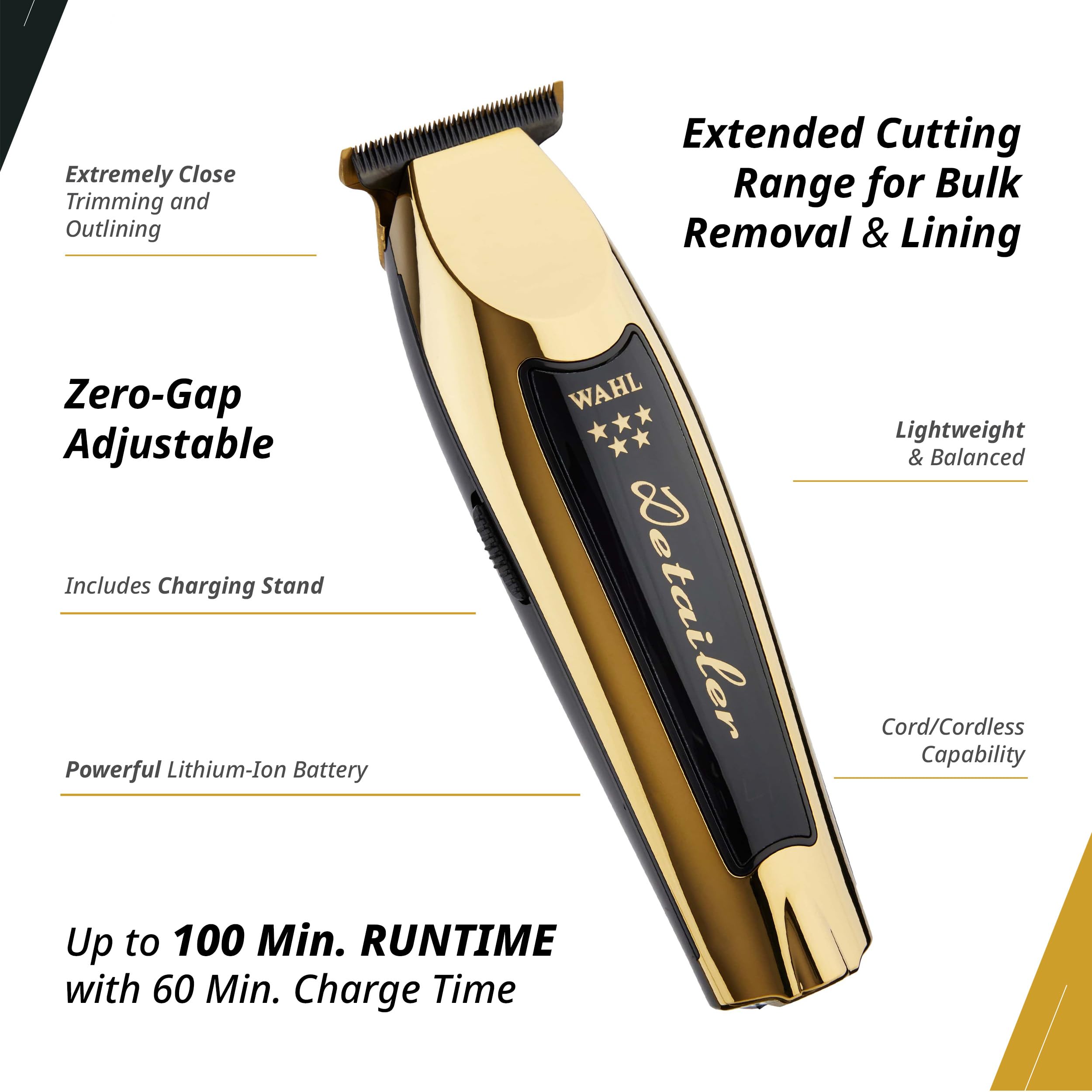 Wahl Professional 5 Star Gold Detailer demonstrates precision trimming capability.