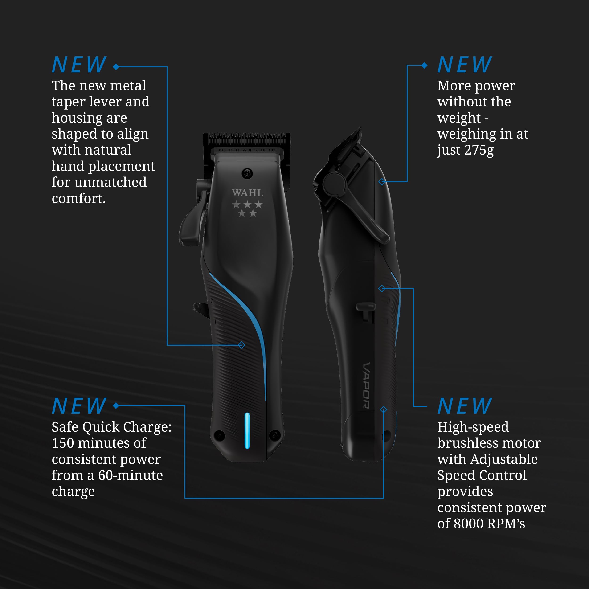Wahl Professional 5-Star Vapor clipper durable blade coatings resist rust for lasting sharpness