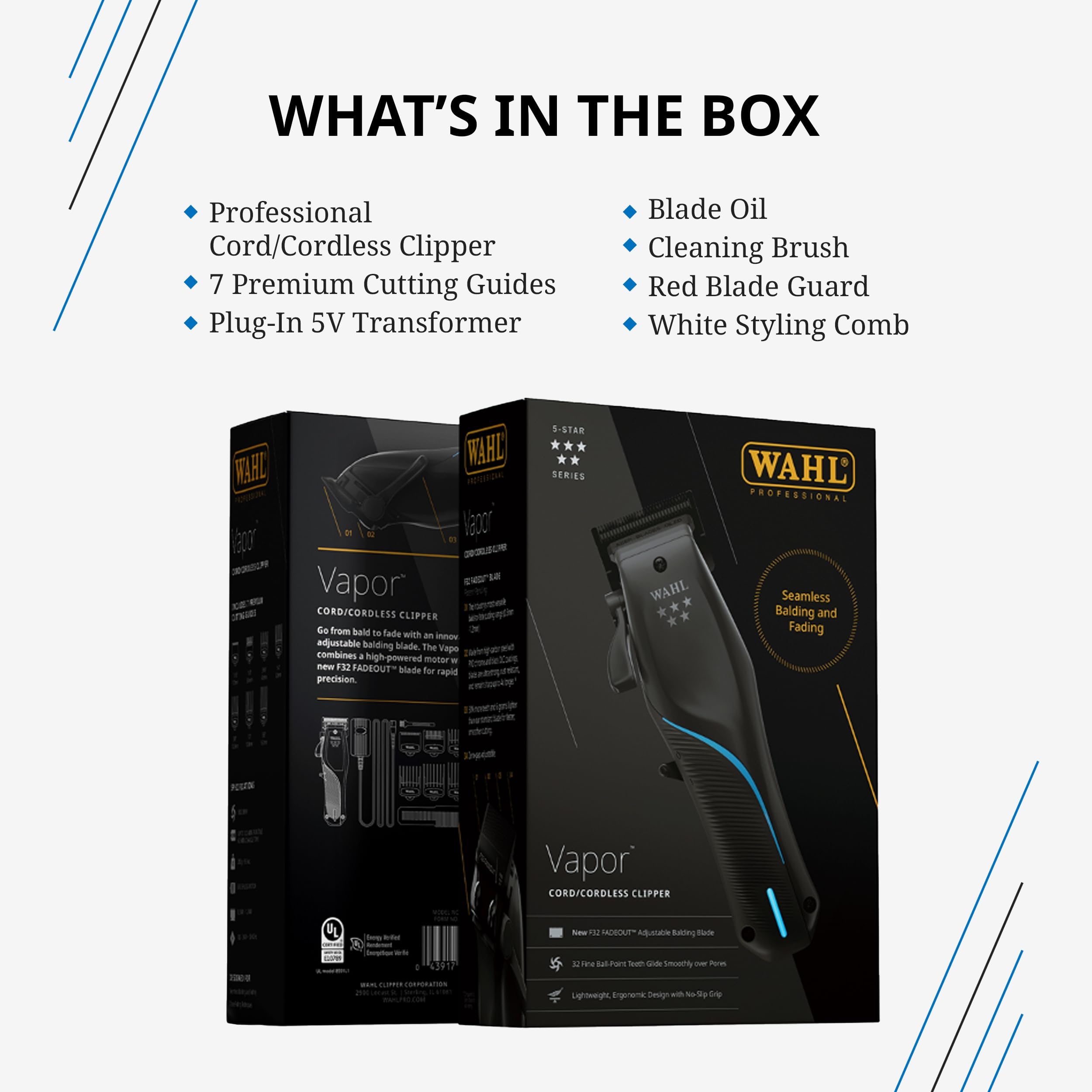 Wahl Professional 5-Star Vapor clipper high-carbon steel blades with protective coatings