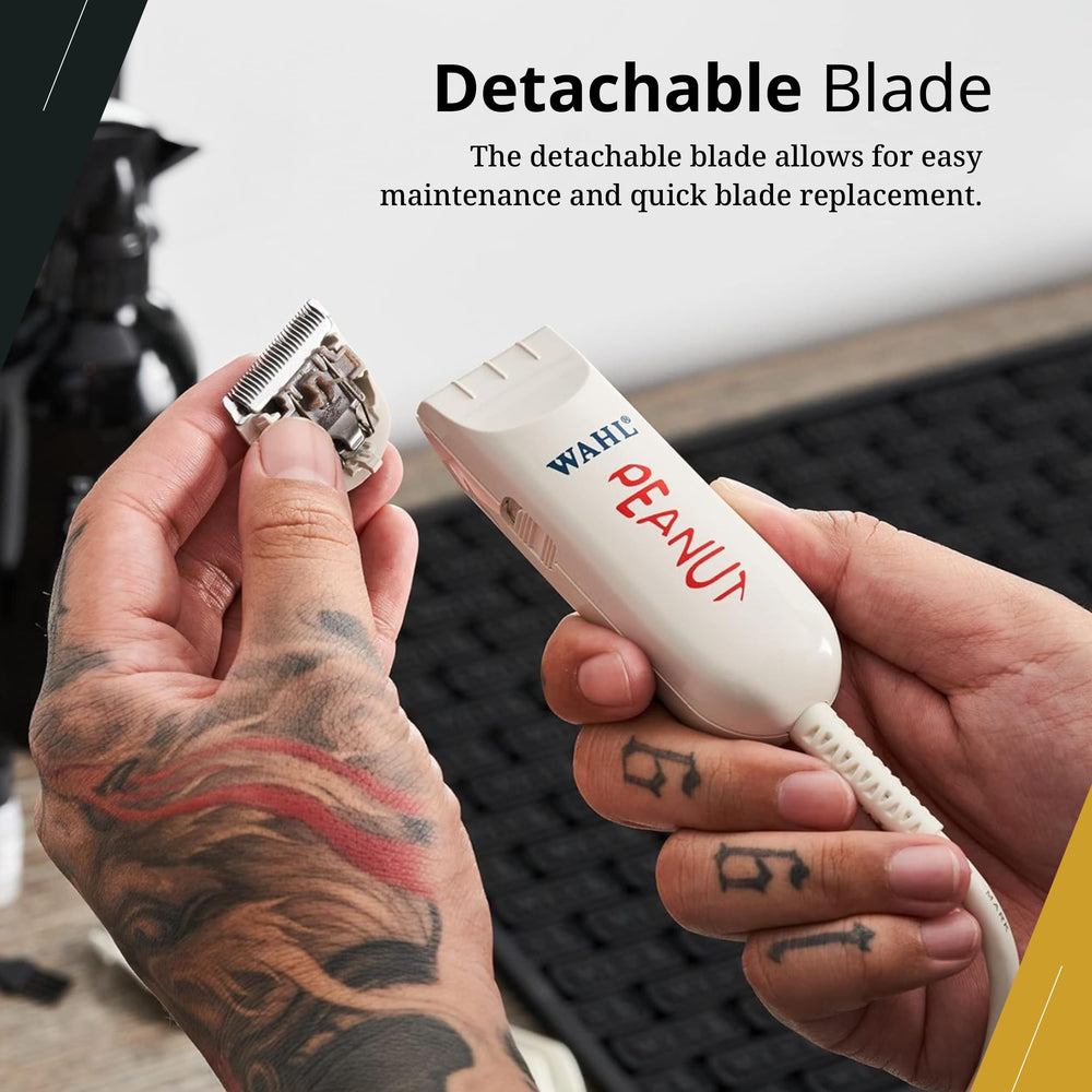 Wahl Professional Classic Peanut Trimmer detachable blade illustrated for quick cleaning and maintenance.
