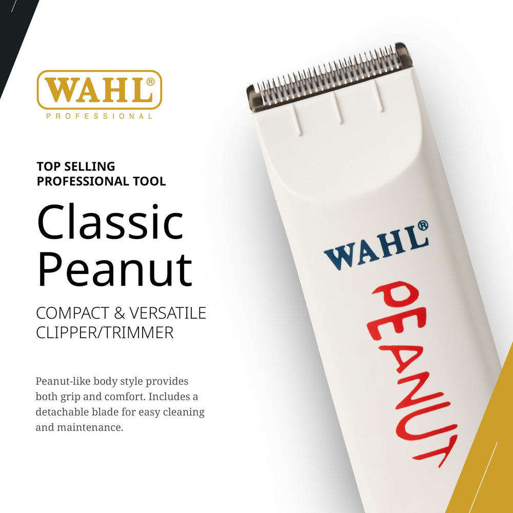 Wahl Professional Classic Peanut Trimmer in hand demonstrates comfortable palm fit for long grooming sessions.
