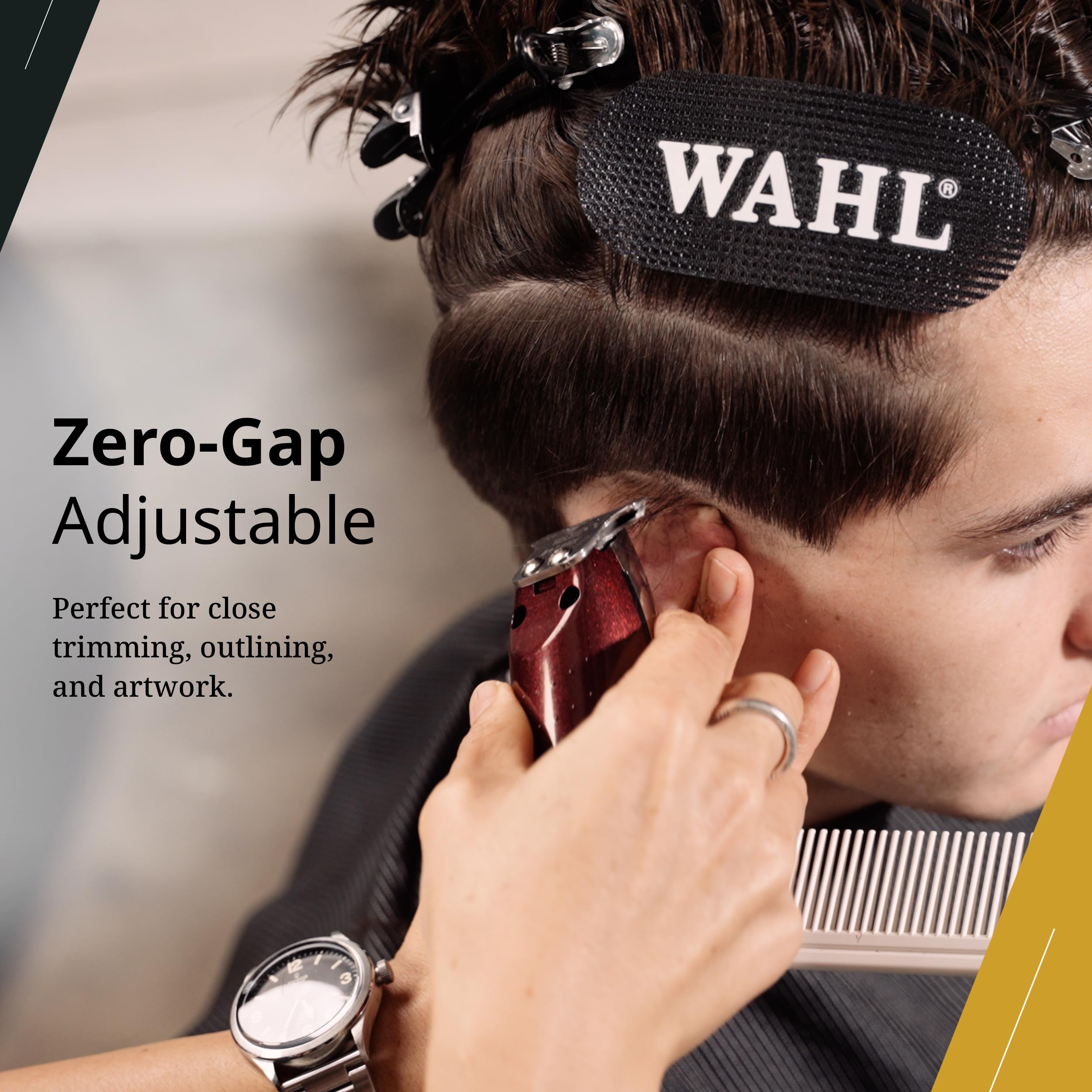 Wahl Professional cordless detailer Li T ergonomic grip enables comfortable long sessions.