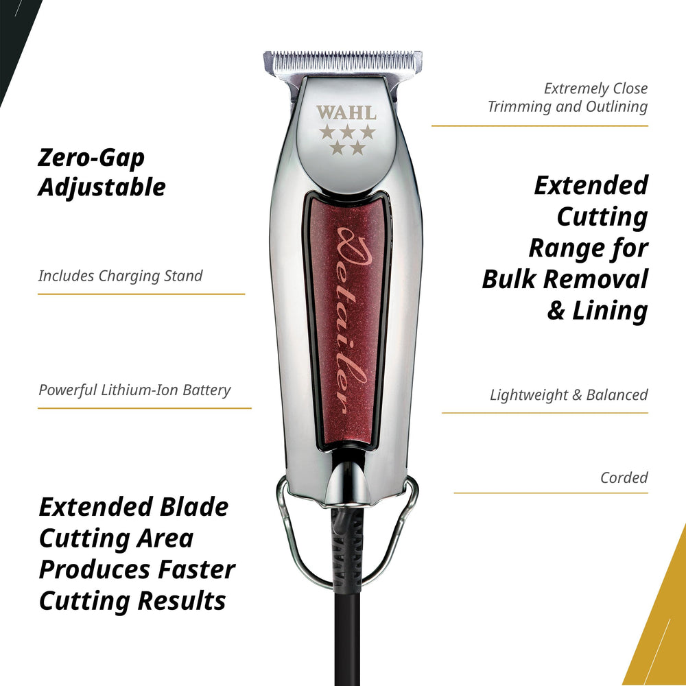 Wahl Professional Detailer Trimmer adjustable T-blade enables close lines for artwork
