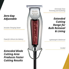 Wahl Professional Detailer Trimmer adjustable T-blade enables close lines for artwork