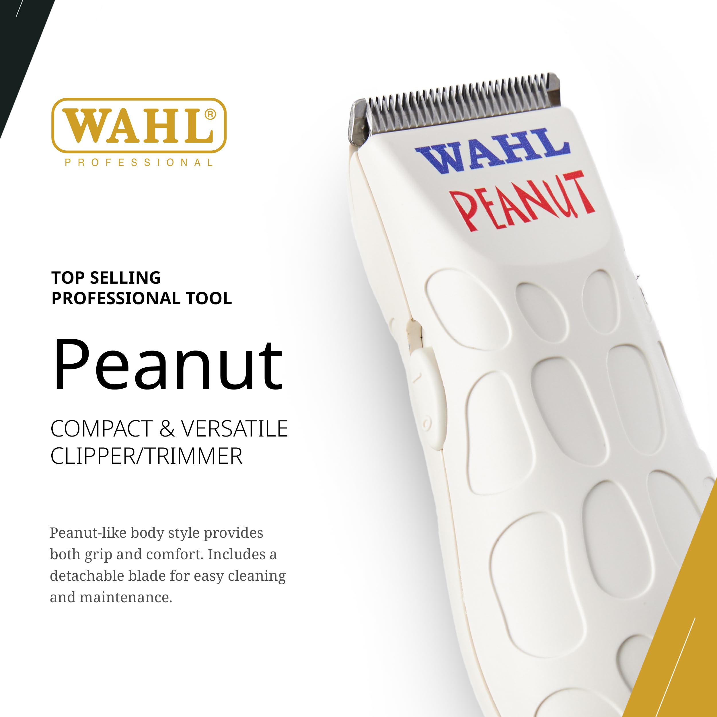 Peanut clipper with guide combs demonstrates versatile clipping and trimming options for quick styles.
