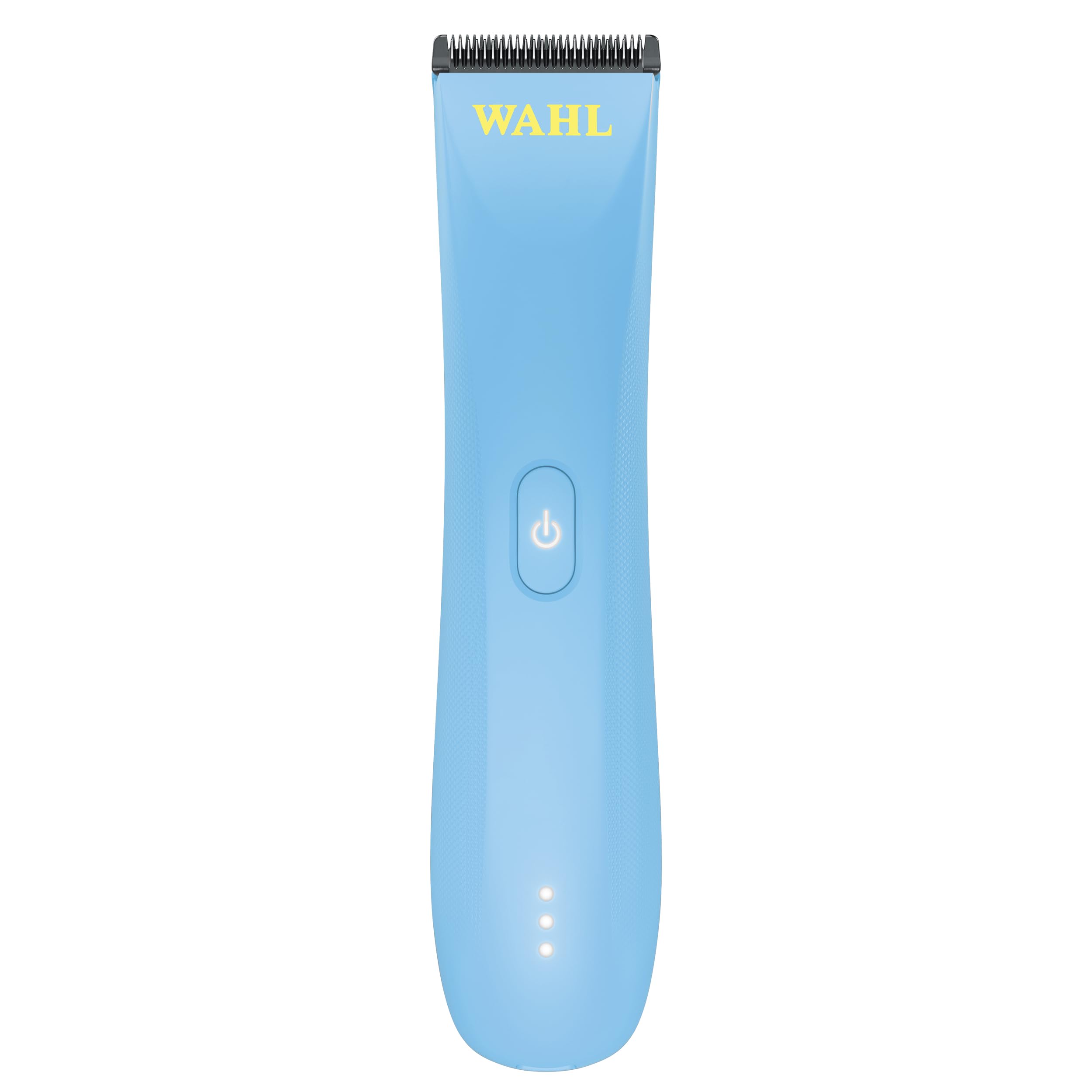 Wahl Professional Peanut Li cordless trimmer blue front view shows compact design for precise trimming.