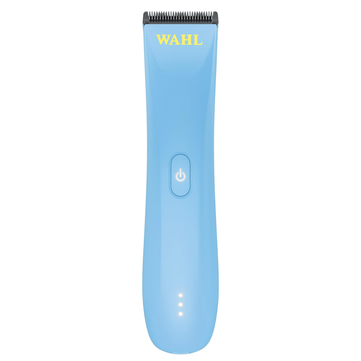 Wahl Professional Peanut Li cordless trimmer blue front view shows compact design for precise trimming.