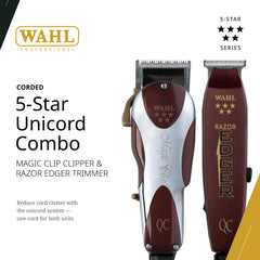 Wahl Professional Unicord trimmer enables precise edge detailing.