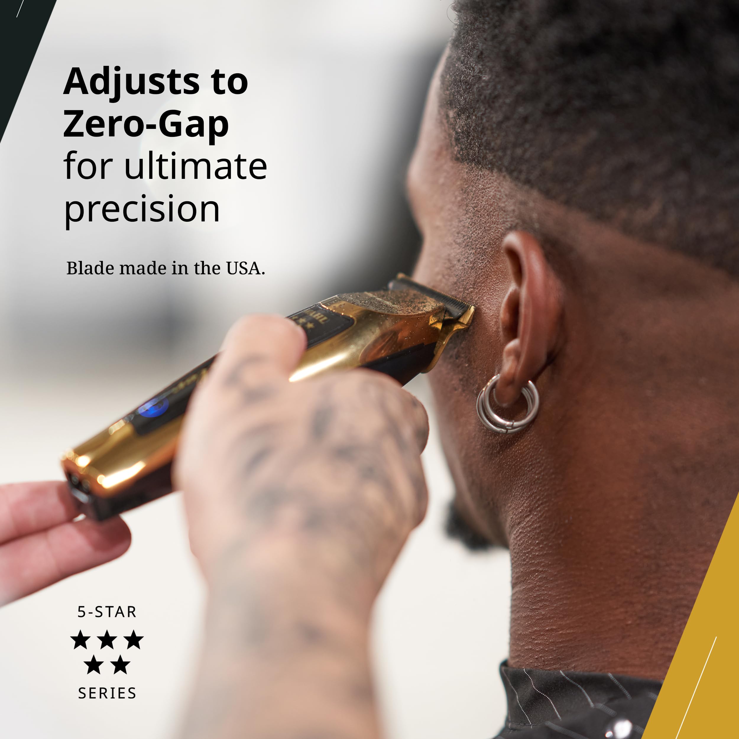 Wahl T-Wide zero-overlap adjustment enables precise detailing during trims.